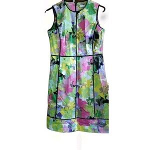 Calvin Klein Dress Womens 6 Watercolor Floral Sleeveless Sheath Artsy Career